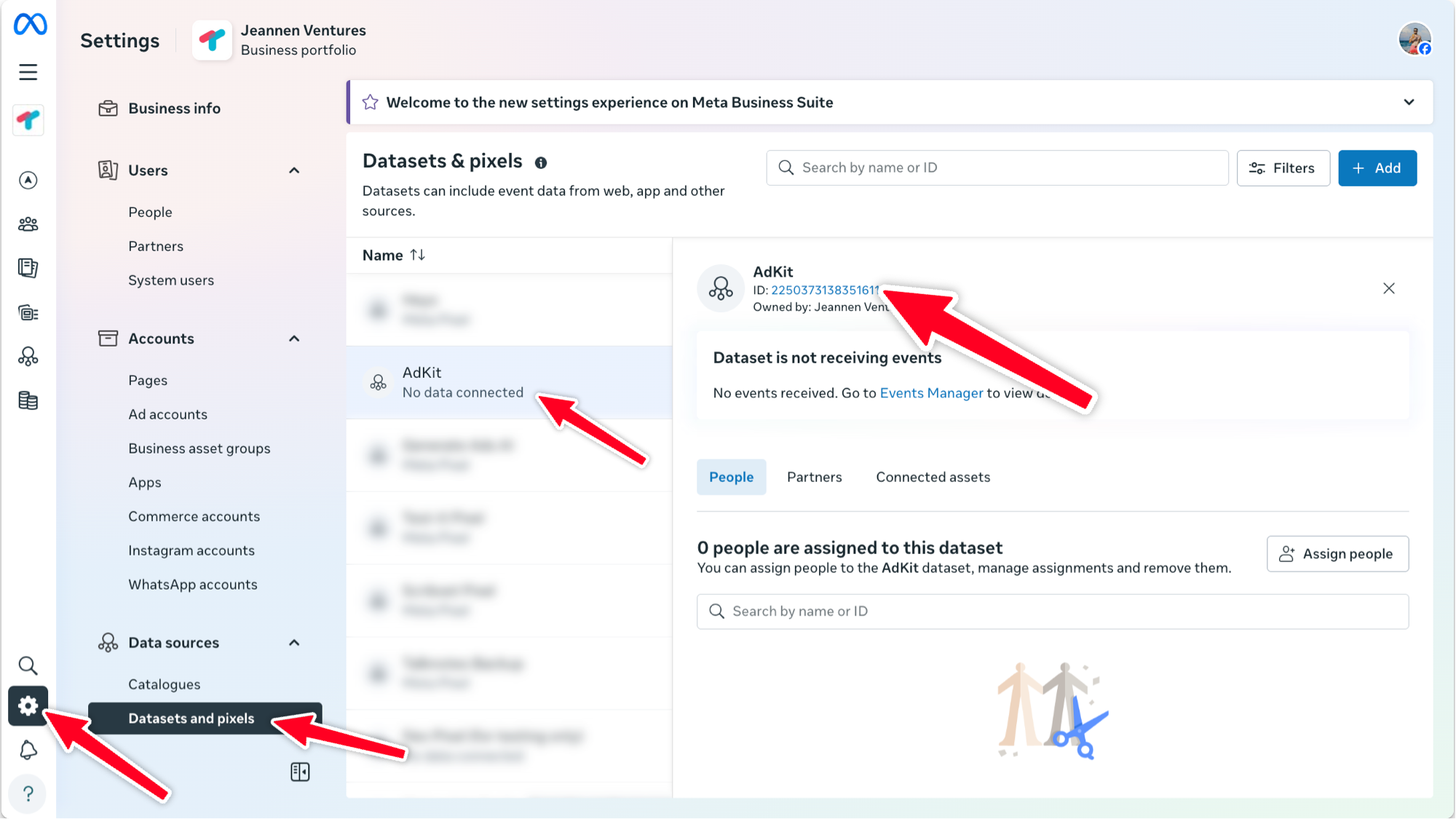 Finding your Pixel ID in Facebook Events Manager